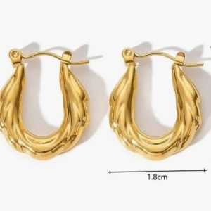 Korean Earrings | Gold-Plated Oval Shaped Hoop Earrings | Stainless Steel Multi Layered Design Earrings | Stylish & Elegant Jewelry for Girls & Women - Image 4