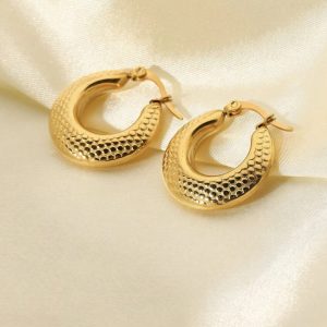 Korean Earrings | Gold-Plated Simple Style Hoop Earrings | Stylish & Elegant Jewelry for Girls & Women - Image 4