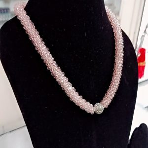 Handmade Magnetic Lock PINK Crystal Western Wear Necklace for Women and Girls - Image 4
