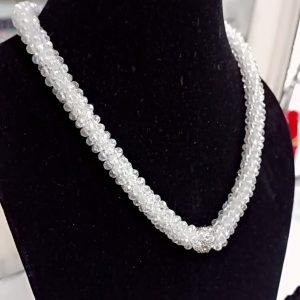 Handmade Magnetic Lock WHITE Crystal Western Wear Necklace for Women and Girls - Image 3