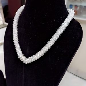 Handmade Magnetic Lock WHITE Crystal Western Wear Necklace for Women and Girls - Image 4